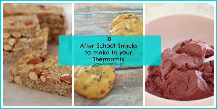A collage of snacks with text - 10 After School Snacks to make in your Thermomix