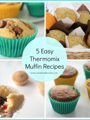 A collage of various muffins with text - 5 Easy Thermomix Muffin Recipes