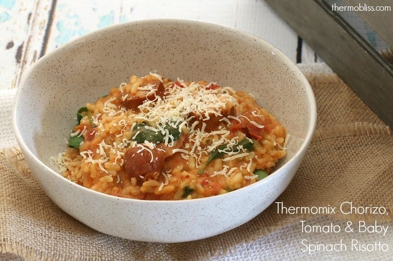 Thermomix Chorizo, Tomato & Baby Spinach Risotto