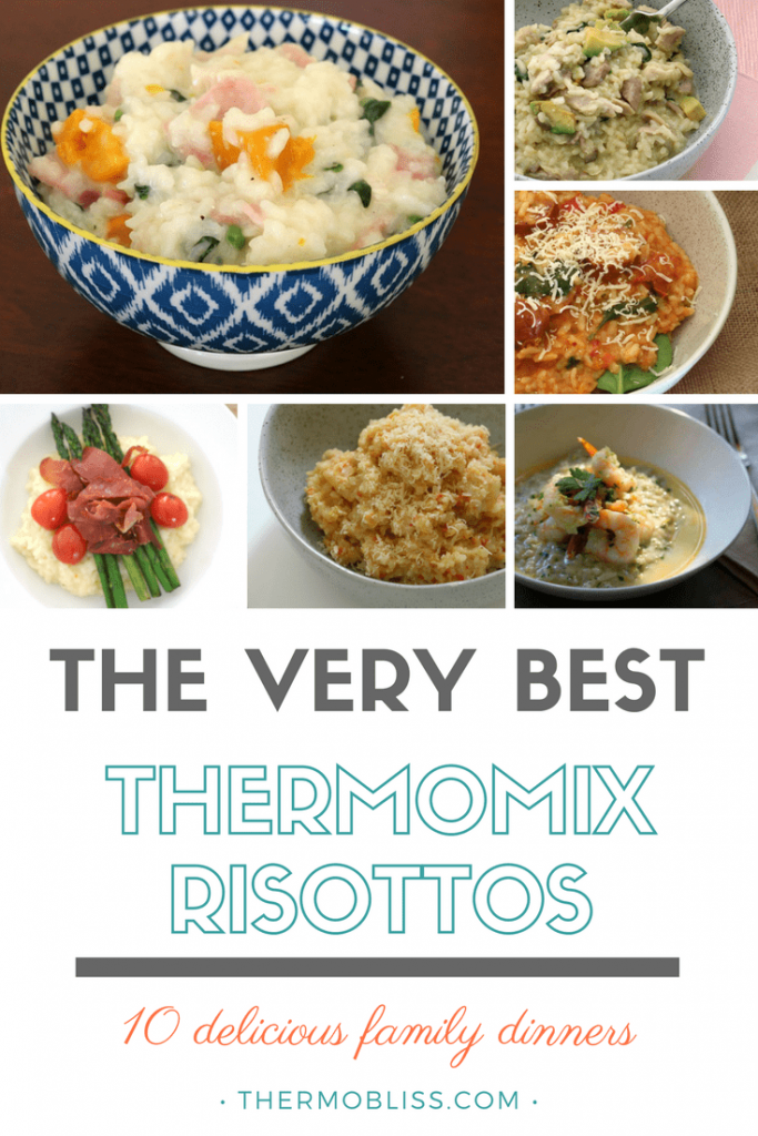 A collage of meals with text - The Very Best Thermomix Risottos.