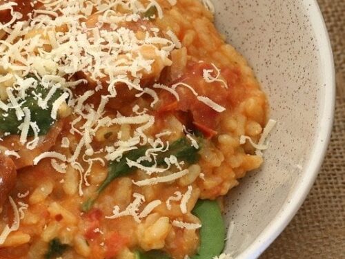 Thermomix Chorizo Tomato Baby Spinach Risotto Thermobliss