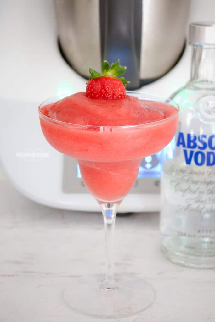 Our Thermomix Strawberry Vodka Slushies are the perfect summer drink! Boozy, fruity and totally ice cold!