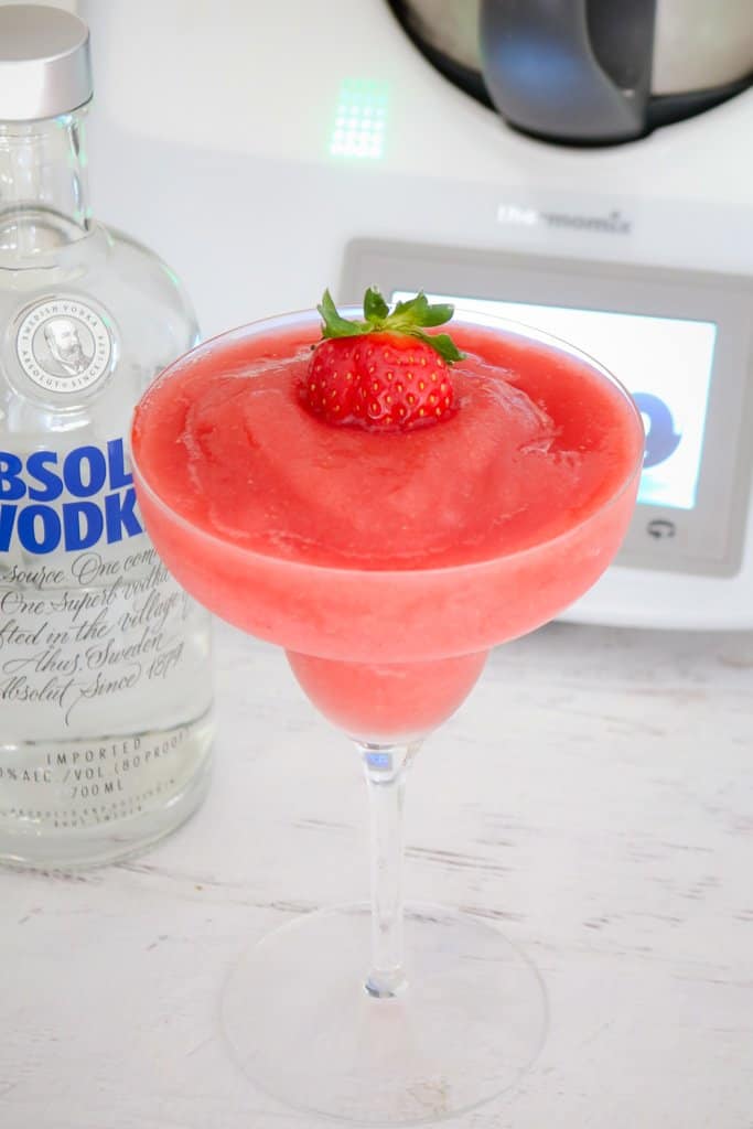 Our Thermomix Strawberry Vodka Slushies are the perfect summer drink! Boozy, fruity and totally ice cold!