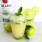 Our Thermomix Mojitos made with rum, soda water, raw sugar, fresh limes and mint are the perfect cocktail for any occasion!