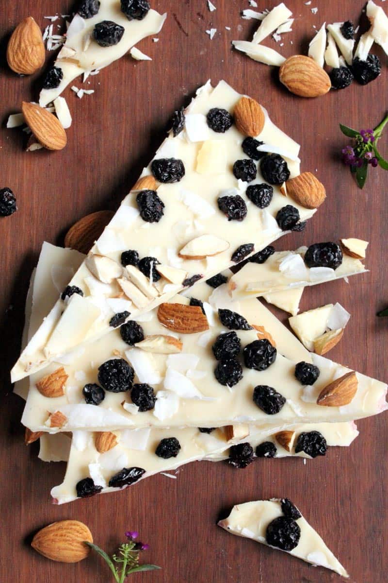 Thermomix White Chocolate, Blueberry & Almond Bark Thermobliss