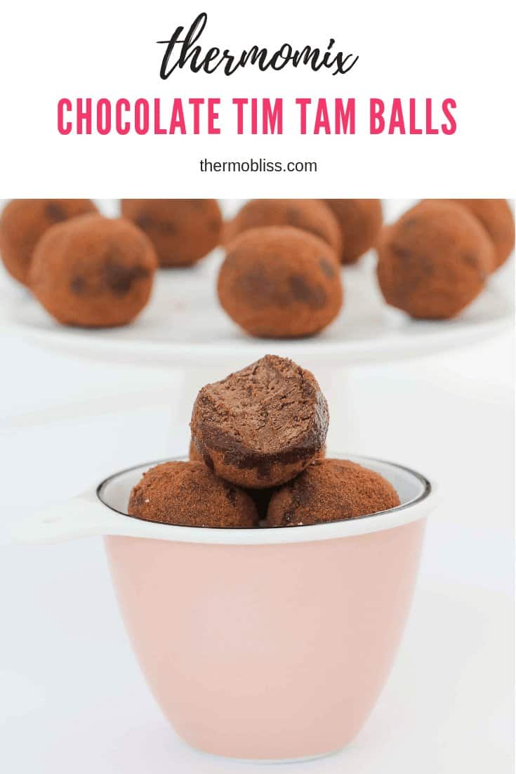 The easiest chocolate Thermomix Chocolate Tim Tam Balls made from Tim Tam biscuits, sweetened condensed milk and cocoa (or Milo) to roll the balls in!