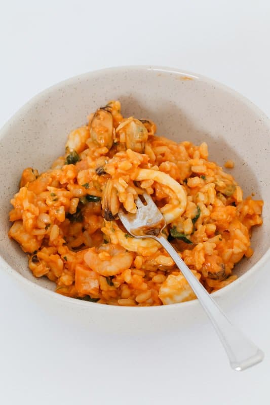 A simple but delicious Thermomix Seafood Risotto recipe made with marinara mix. Great for an easy midweek meal that the whole family will love!