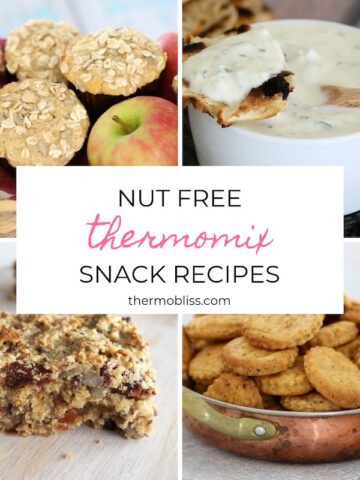 A collage of nut free snacks and text - Nut Free Thermomix Snack Recipes