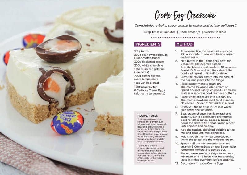 Image of Creme Egg Cheesecake Recipe from Thermomix Chocolate Cookbook.