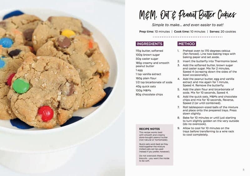Image of M&M Oat and Peanut Butter Biscuits from ThermoBliss Chocolate recipe book.