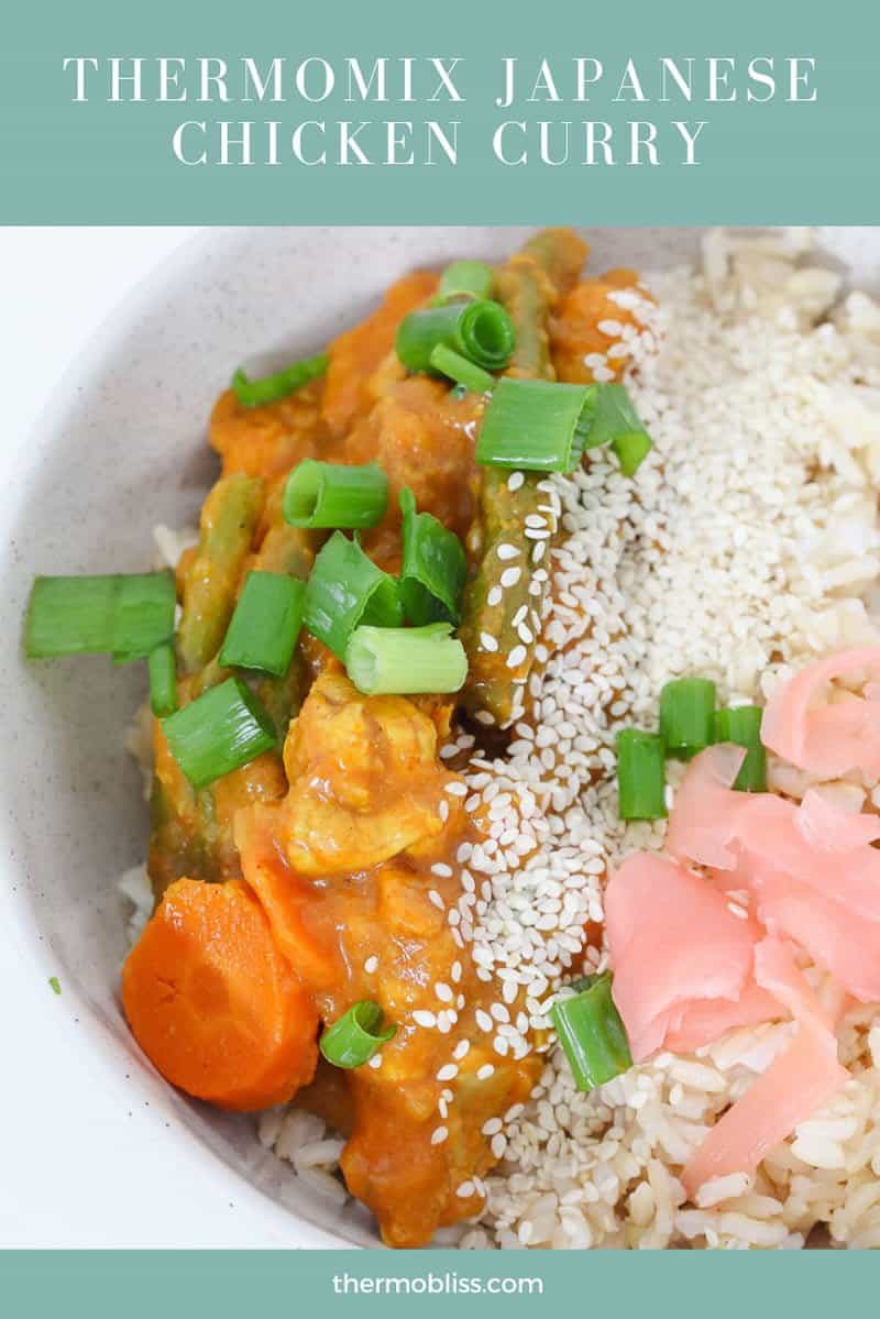A family-friendly Thermomix Japanese Chicken Curry that's perfect for an easy midweek dinner! Serve with rice, spring onions and picked ginger. 