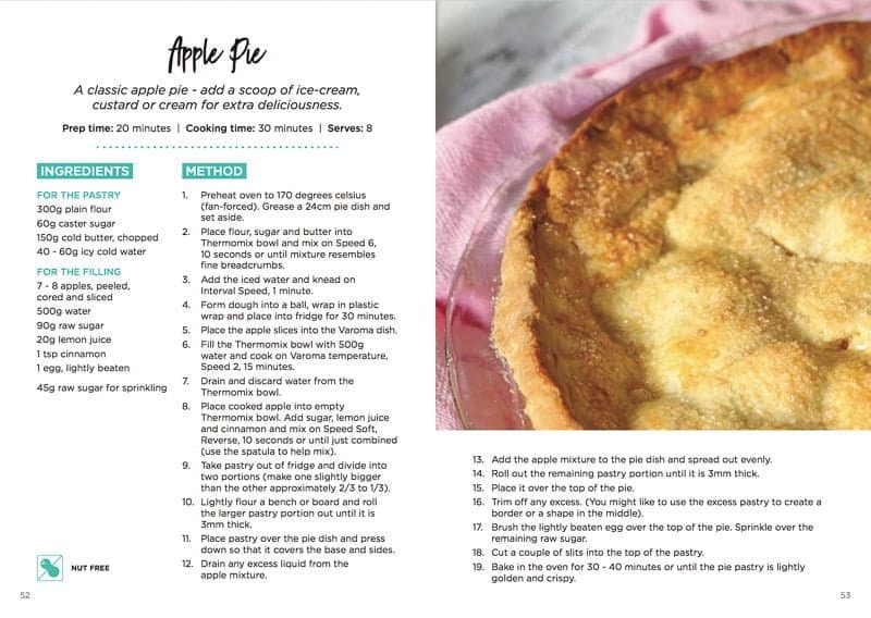 Image of APple Pie recipe from a Month of Thermomix Dinners Volume 1 book.