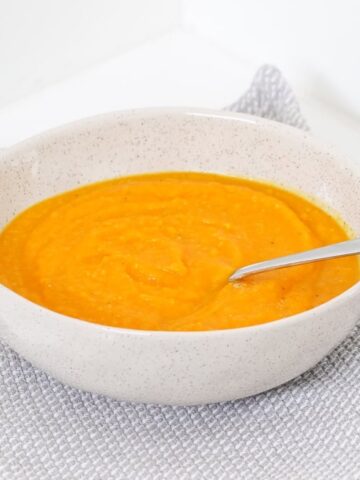 A healthy and nourishing Thermomix Sweet Potato, Carrot & Turmeric Soup... the perfect winter warmer recipe!
