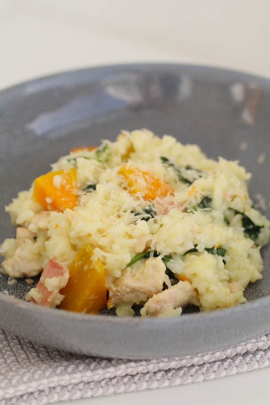 Thermomix Chicken, Pumpkin, Bacon & Baby Spinach Risotto Thermobliss