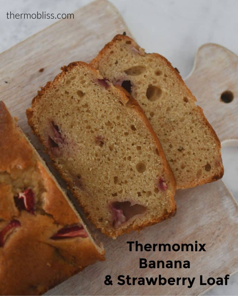 Thermomix Banana and Strawberry Loaf Sliced