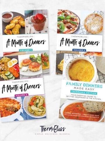 ThermoBliss recipe books 'A Month of Dinners Vol 1 - 3' and 'Family Dinners'
