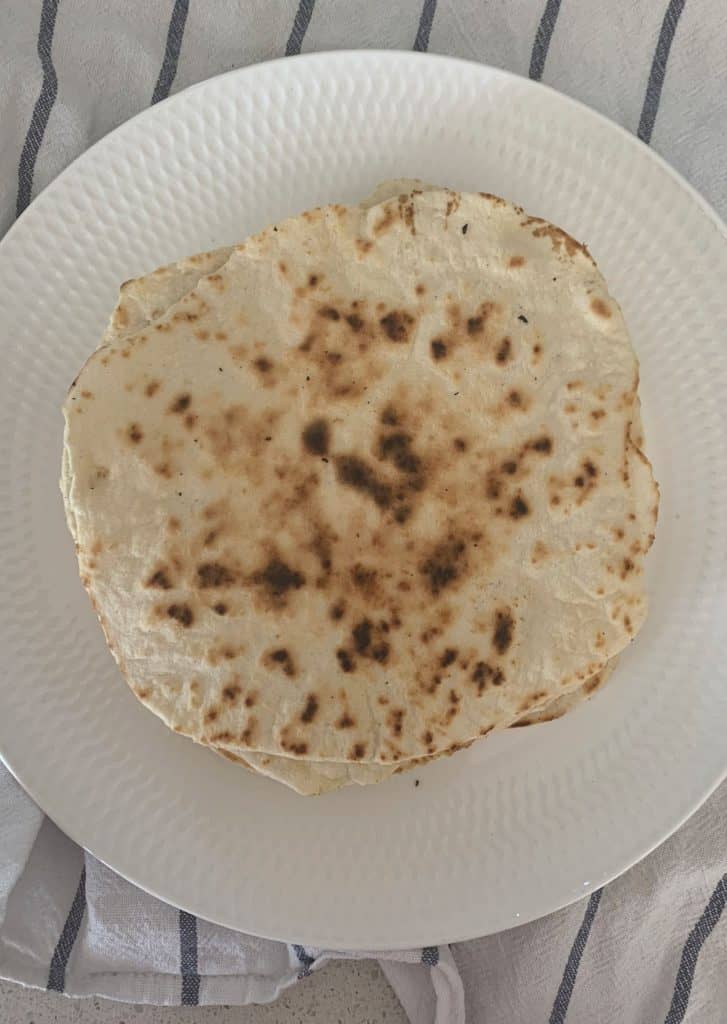 TOp view of a plate with tortillas
