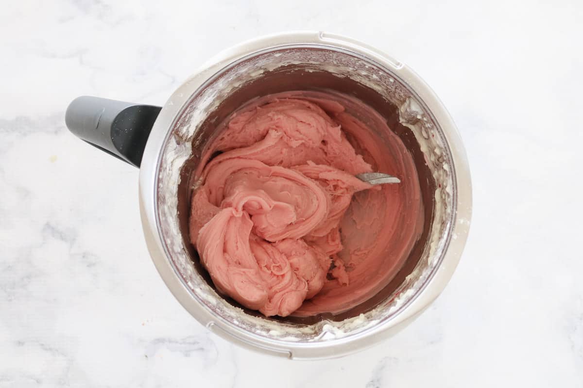Pink playdough in a Thermomix.
