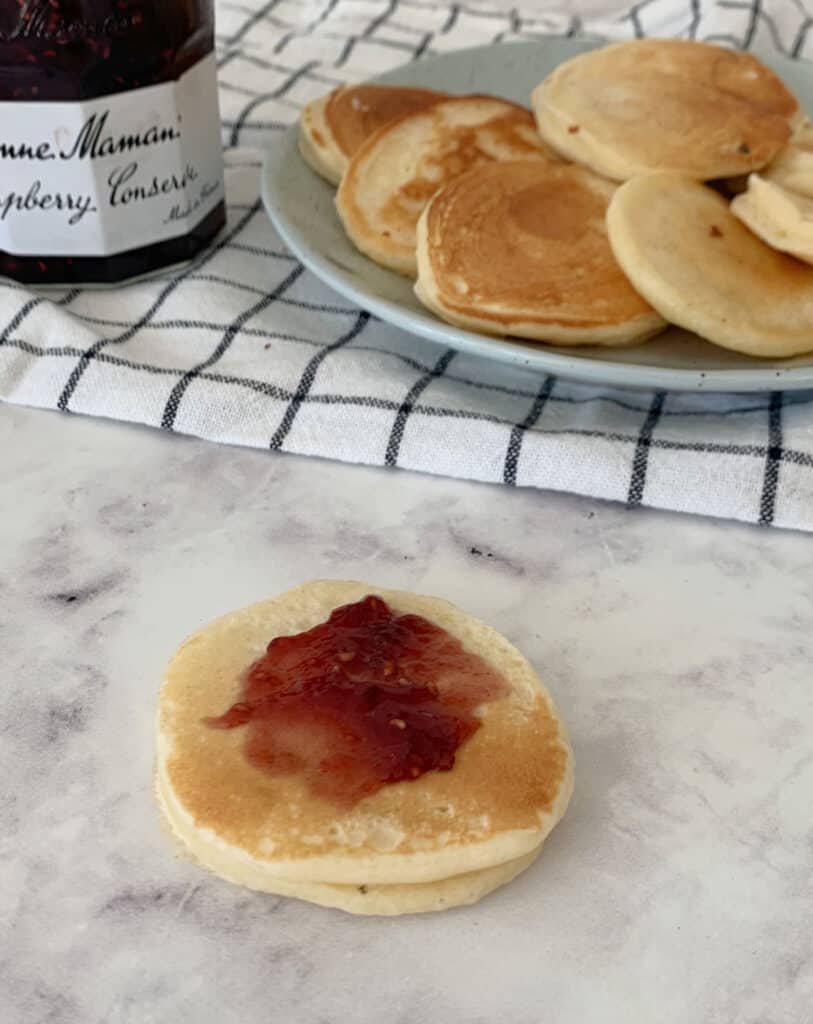 Stack of Pikelets with Raspberry Jam