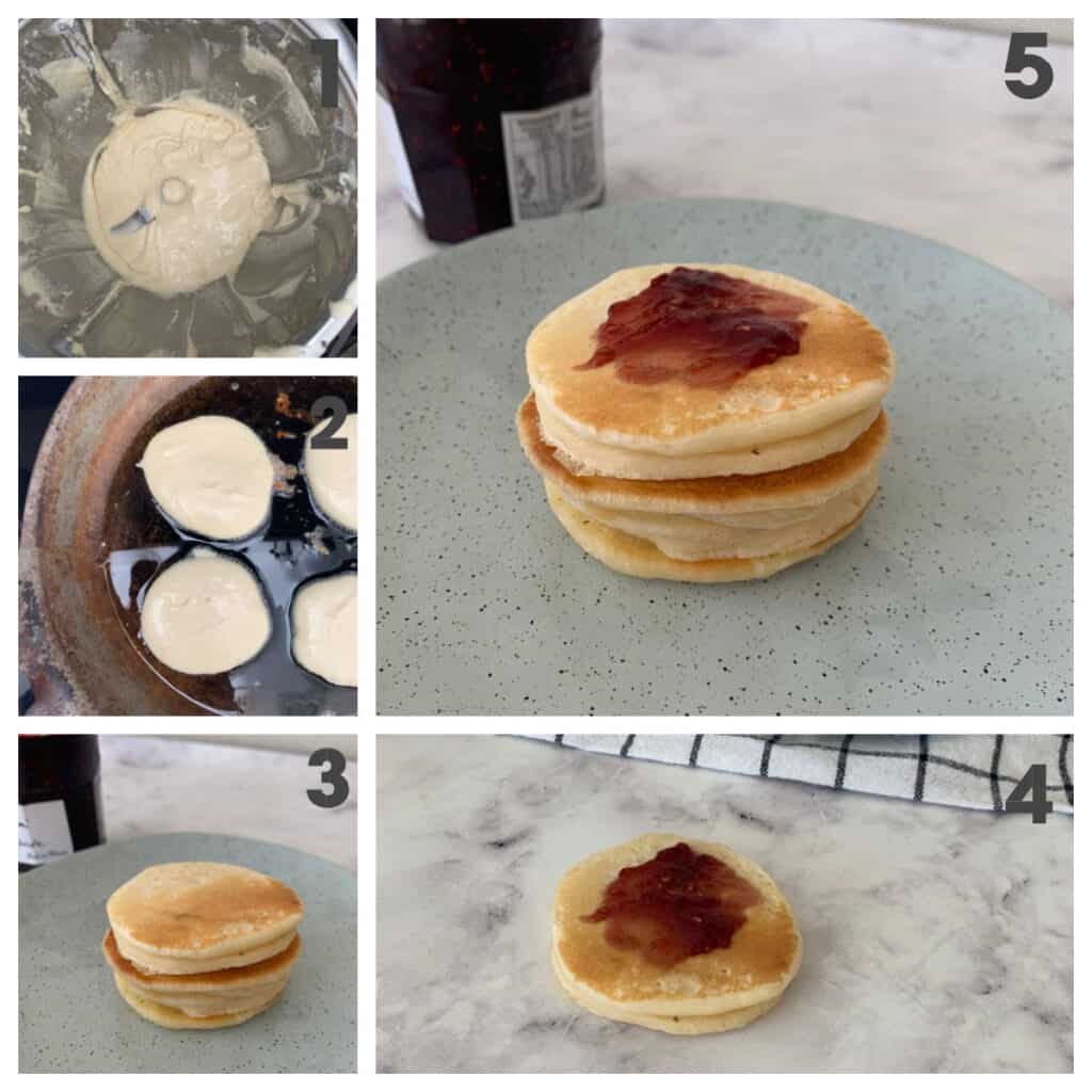Steps for making pikelets in a thermomix