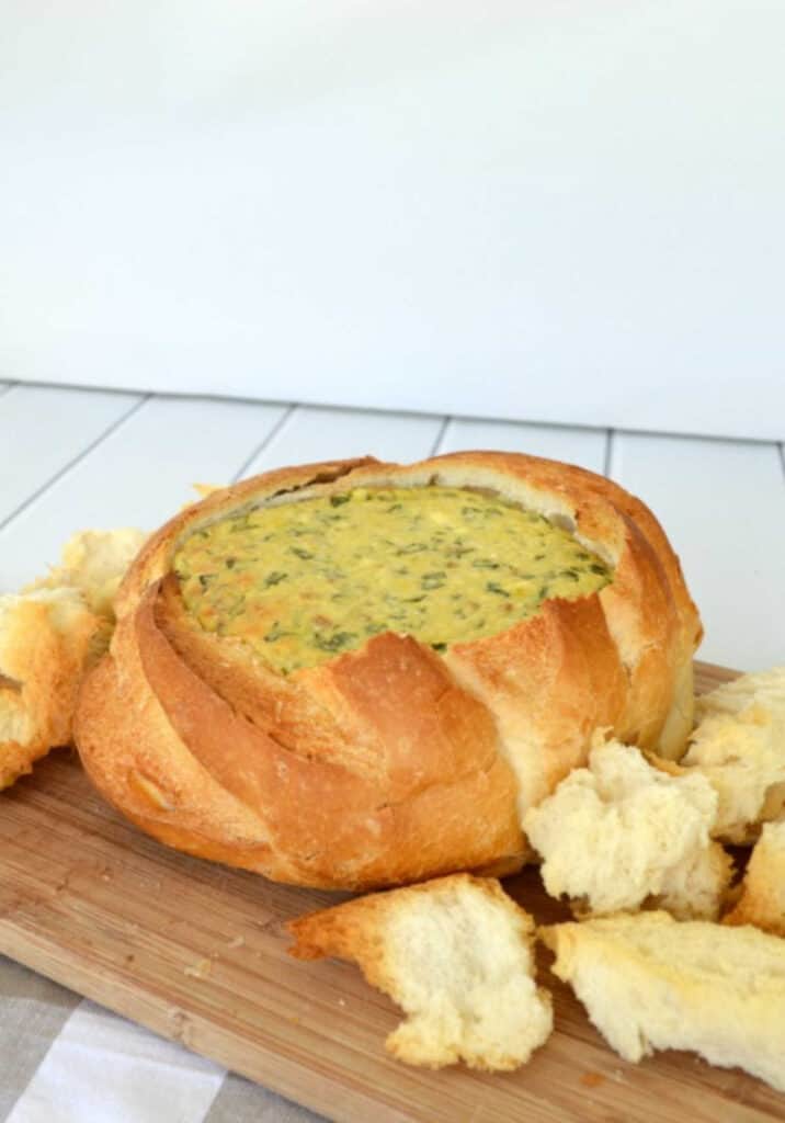 Spinach Cob Loaf on a wooden board