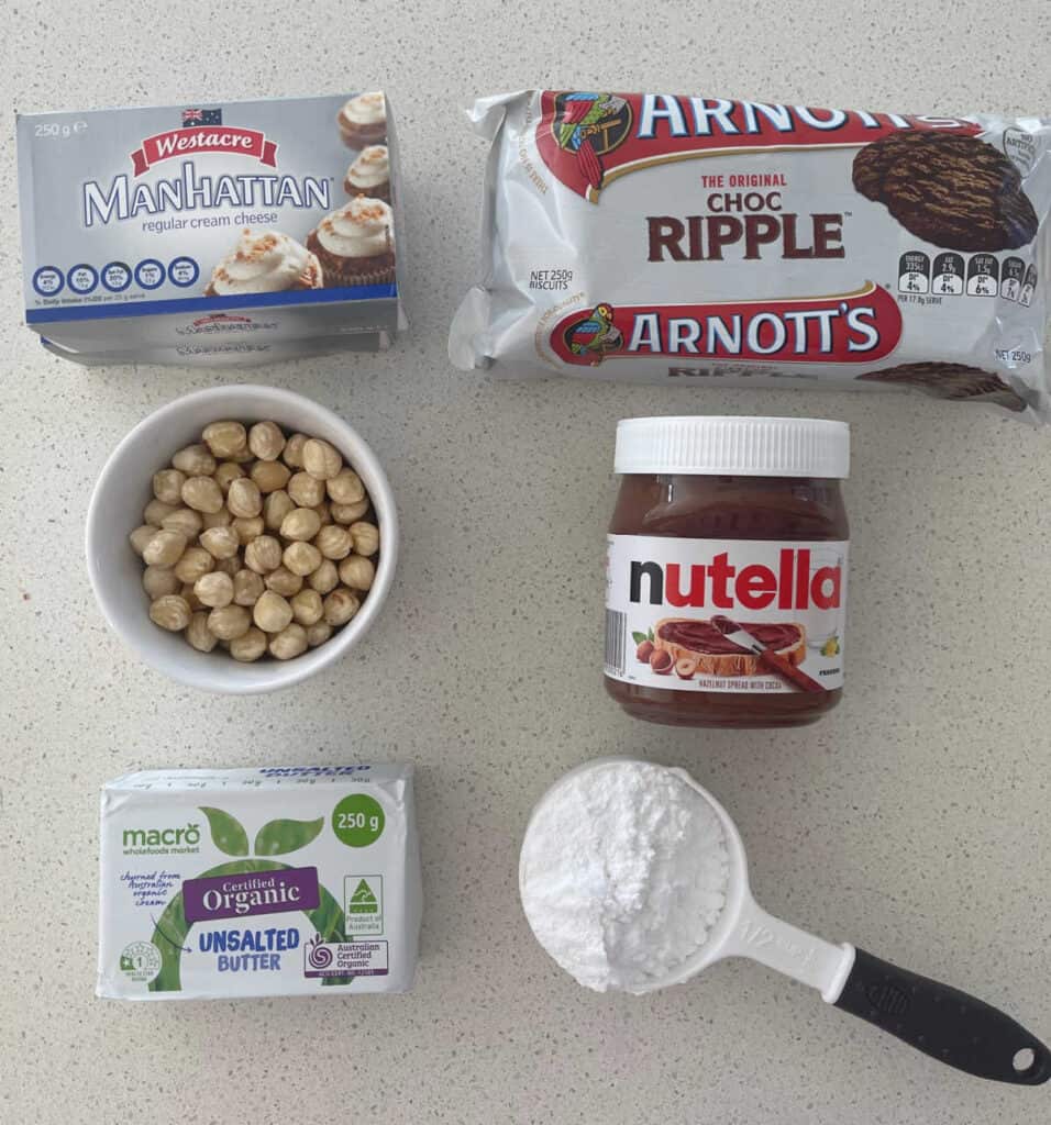Ingredients to make a Thermomix Nutella Cheesecake
