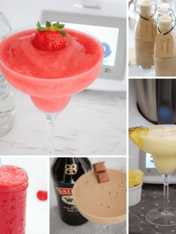 A collage of cocktails made in a Thermomix.