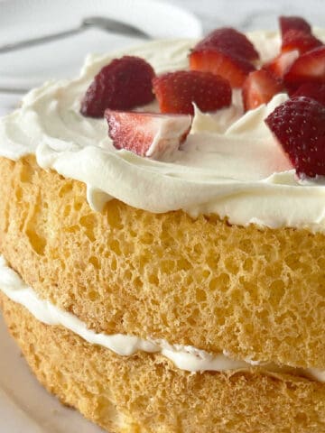 Jam and Cream Sponge on a white plate