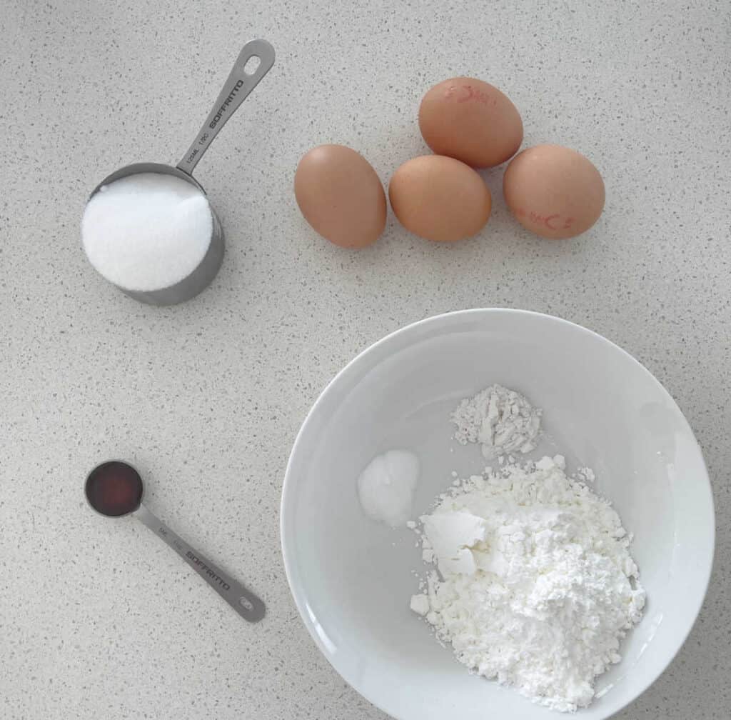 Ingredients to make a Sponge in a Thermomix