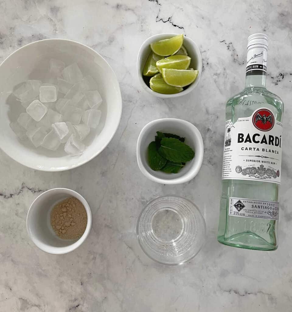 Ingredients to make a Mojito in a Thermomix.