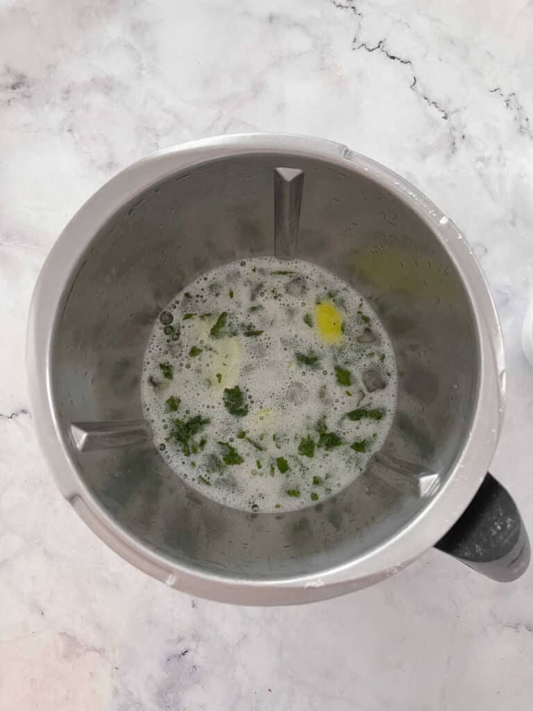 Mojito mixture in a thermomix bowl.
