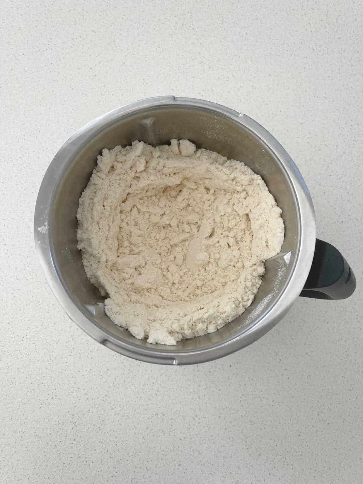 Scone ingredients in a Thermomix bowl.