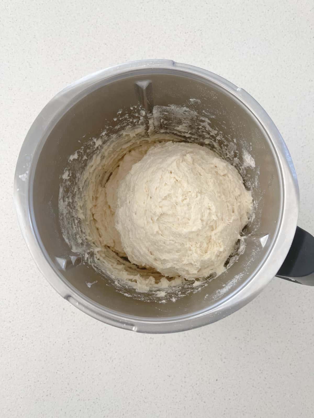 Scone dough in Thermomix bowl.