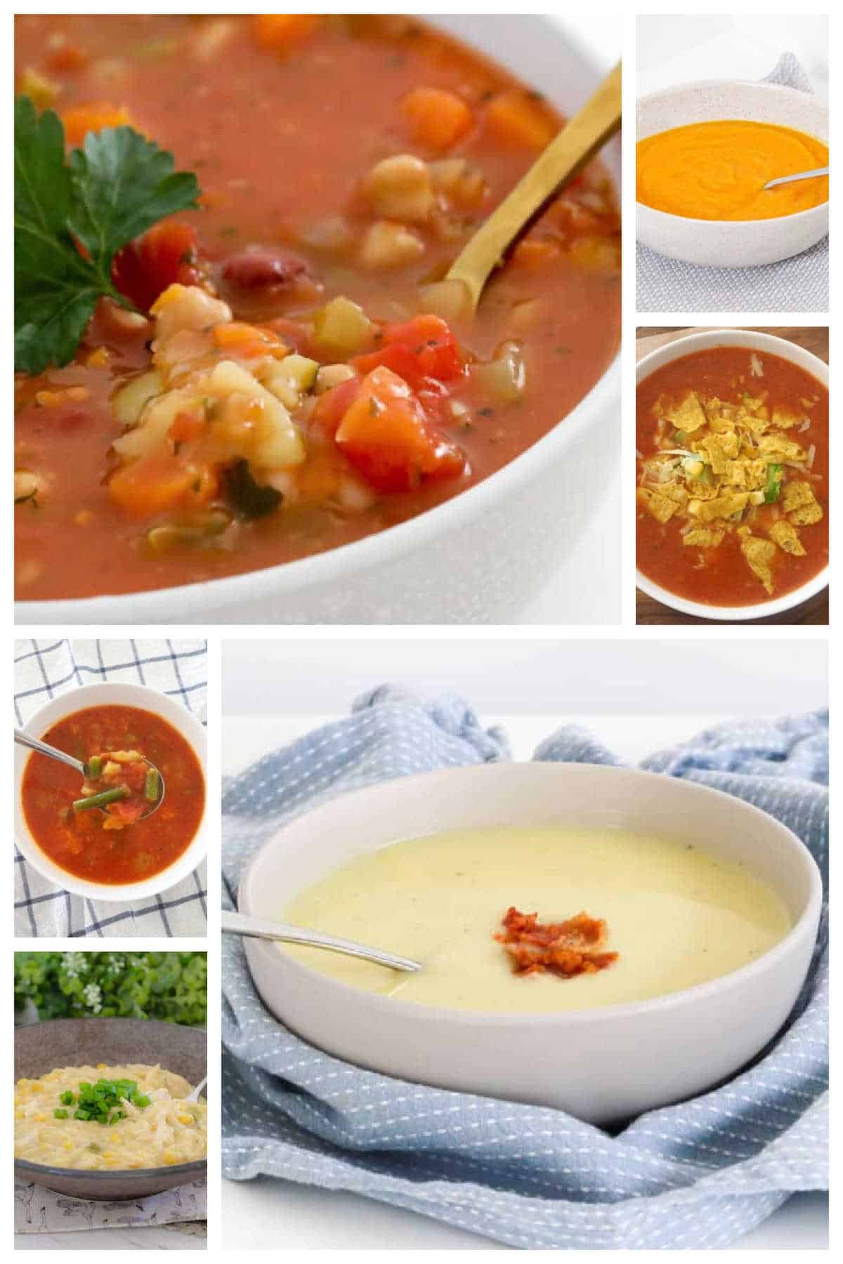 collage of bowls of soup.