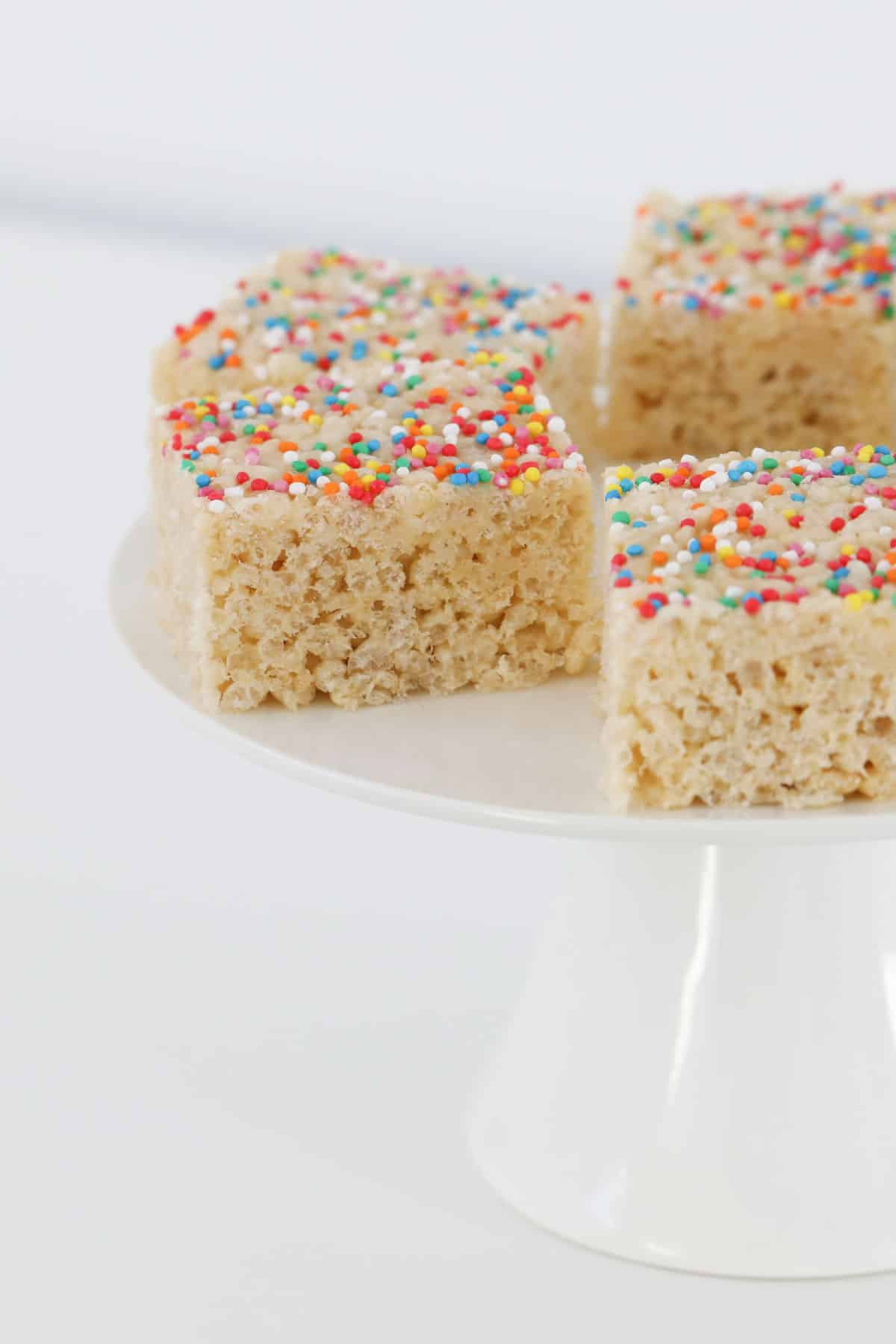 Rice bubble slice with sprinkles.