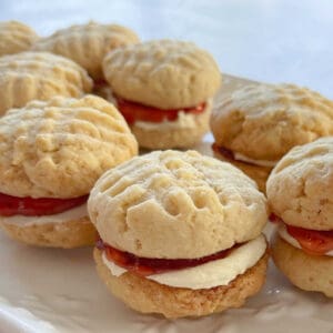 Thermomix Monte Carlo Biscuits sitting on a white platter.