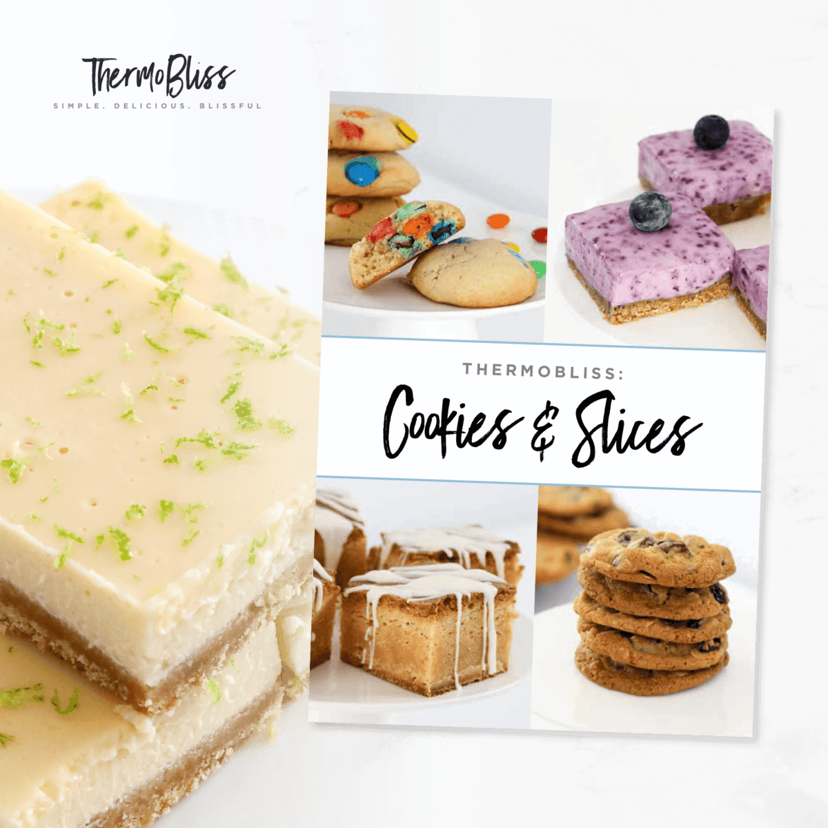 Image of the front cover of Thermomix Cookies & Slices Cookbook.