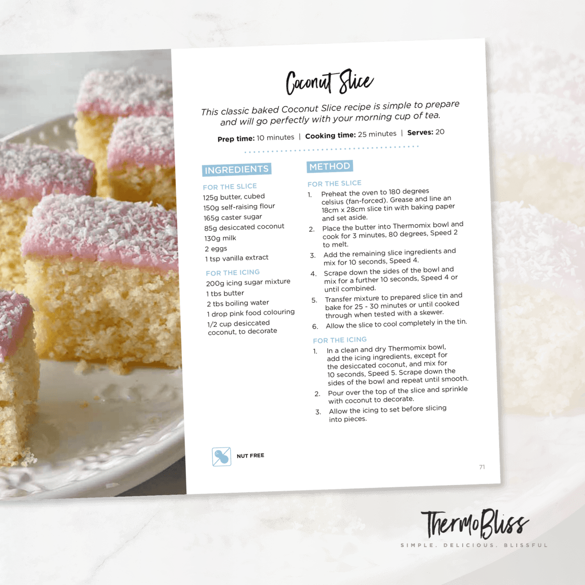 Image of Coconut Slice recipe fromThermomix Cookies & Slices Cookbook.
