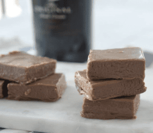 pieces of thermomix baileys fudge on marble tray
