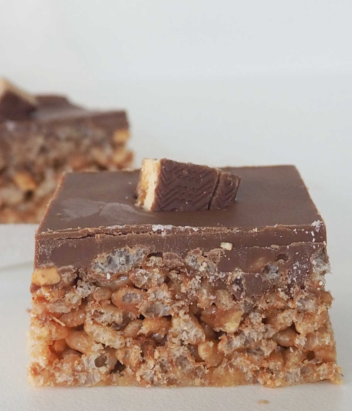 close up side view of Thermomix Snickers Slice
