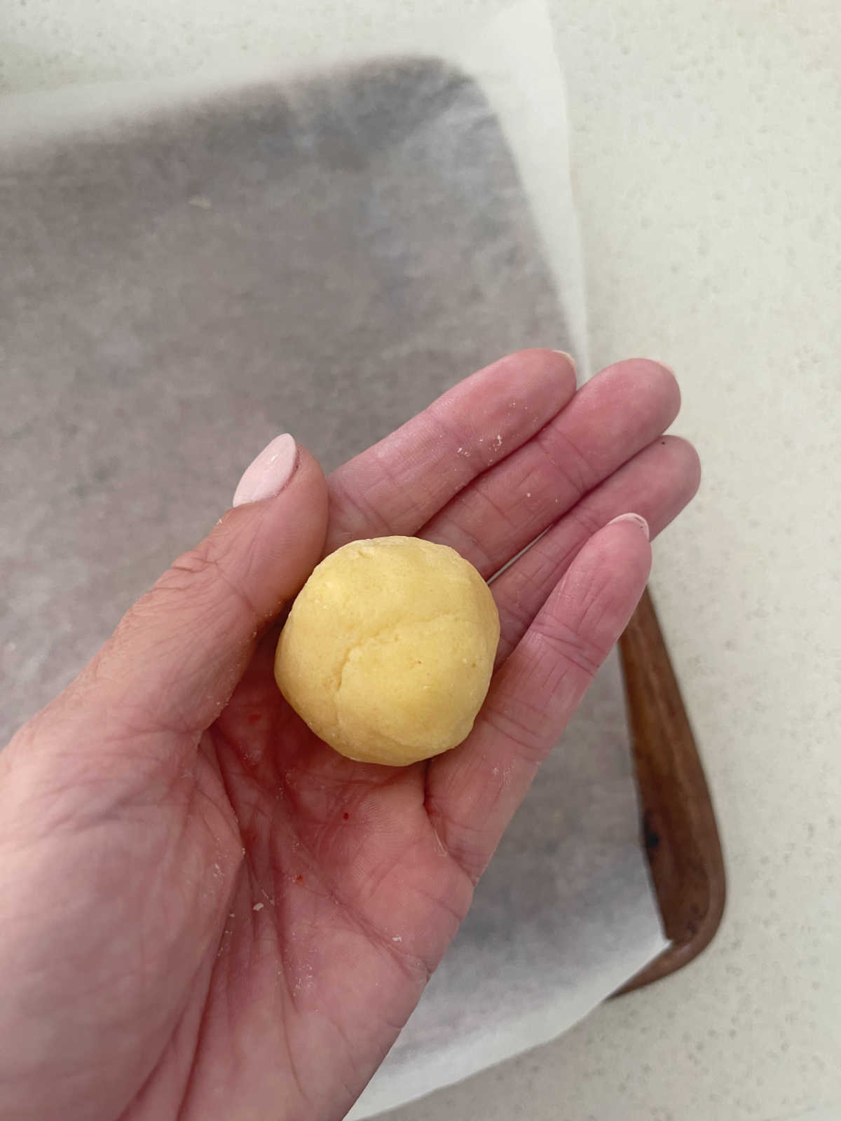 Thermomix Christmas Biscuit dough rolled in a ball.