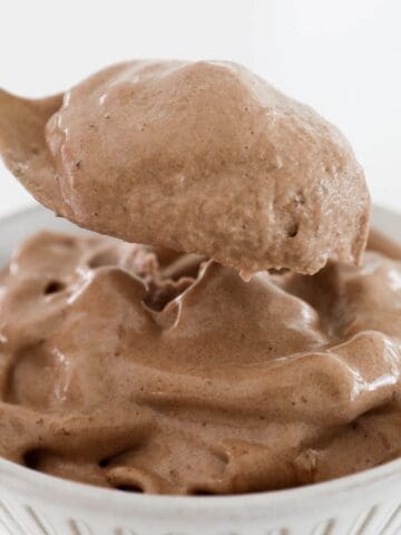 A spoonful of chocolate ice-cream.