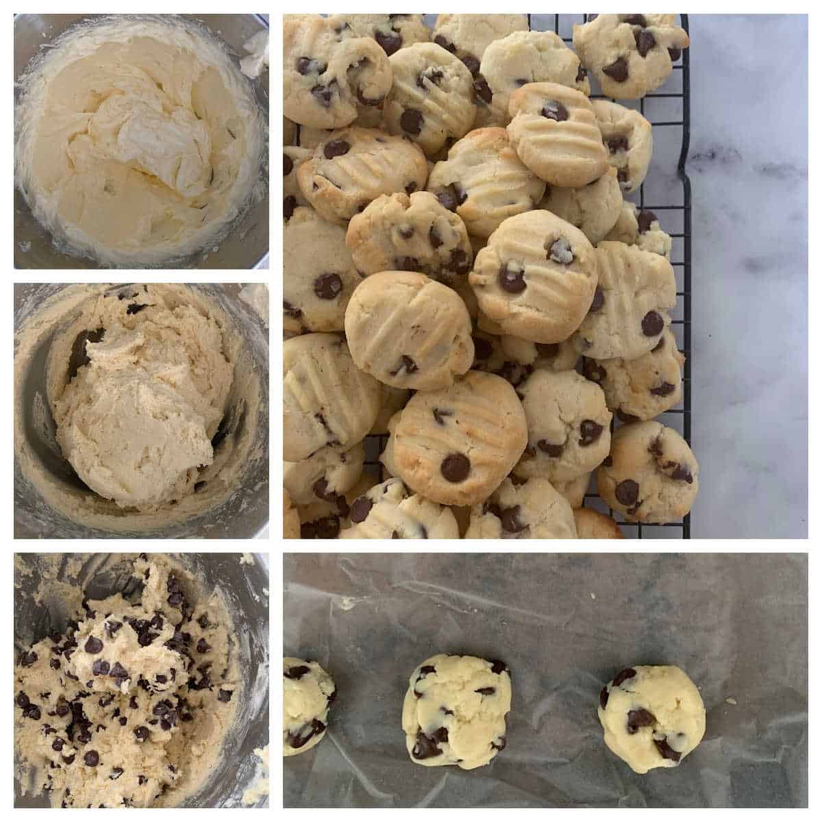 Collage of steps to make Condensed Milk Cookies in a Thermomix.