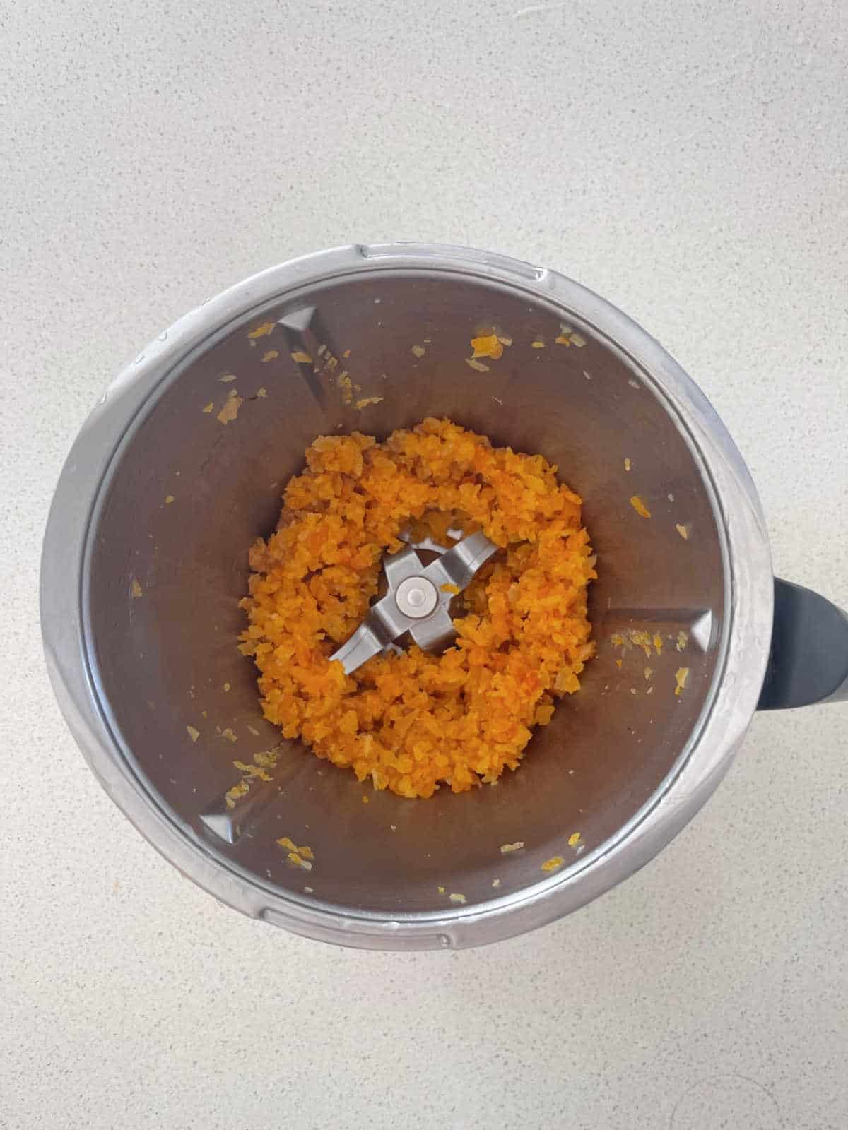 chopped apricots in a Thermomix bowl.