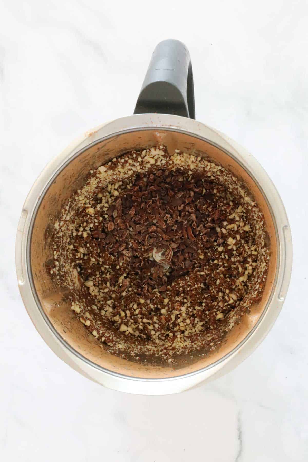 Almond and date mixture in a Thermomix.