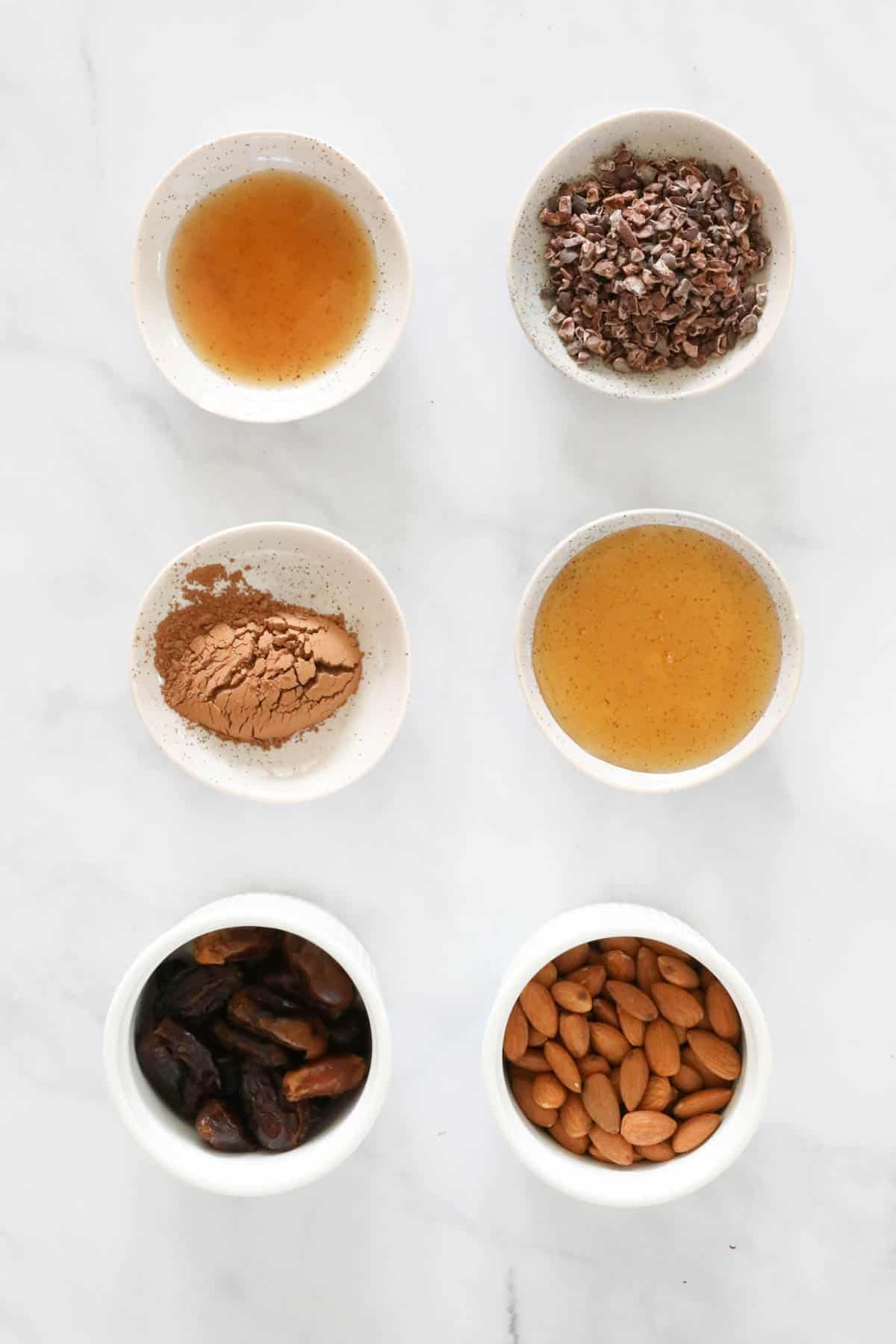 The ingredients for brownie bliss balls.