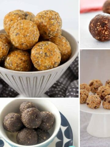 A collage of bliss balls made in the Thermomix