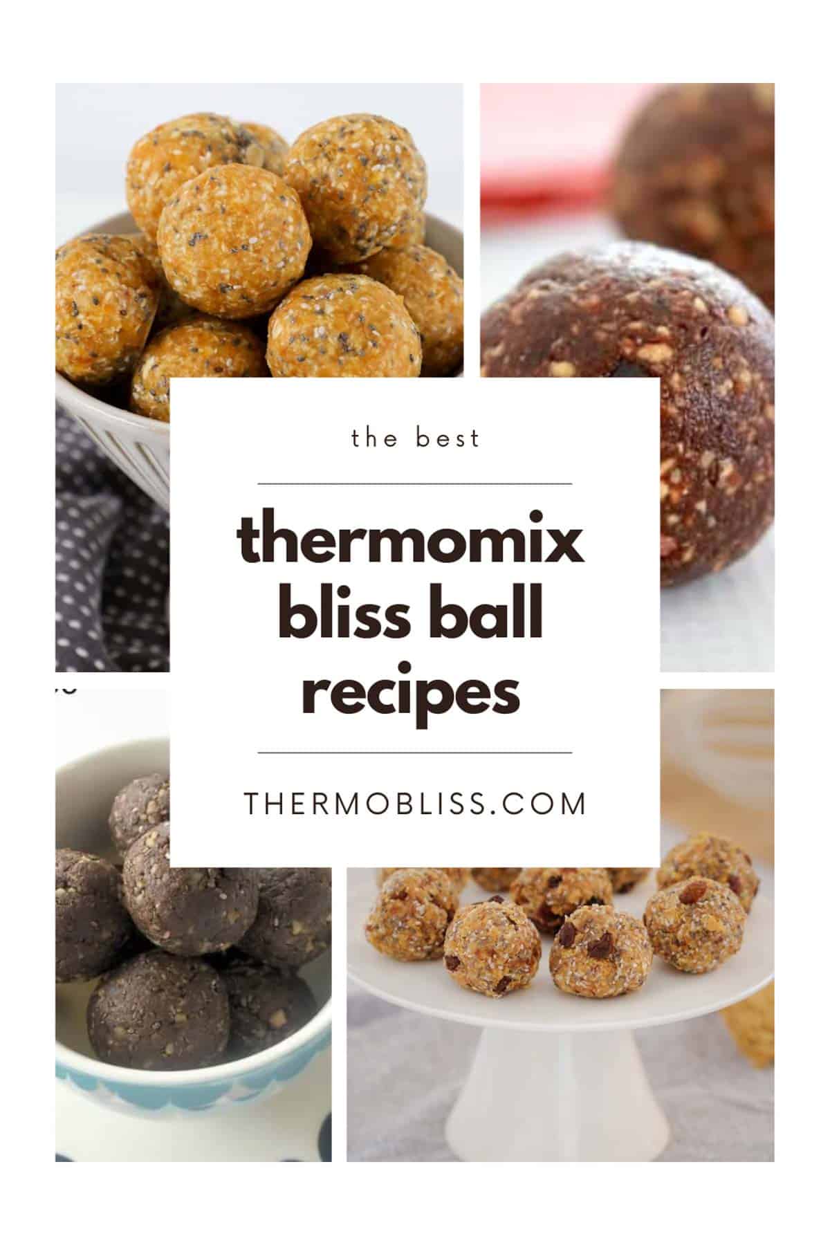 A collage of bliss balls made in the Thermomix