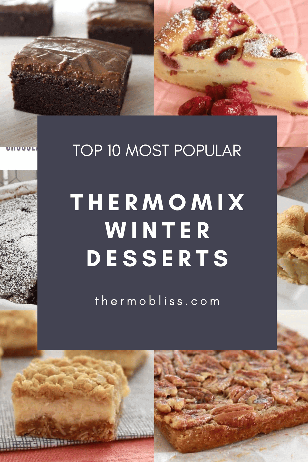 A collage of desserts made in a Thermomix.