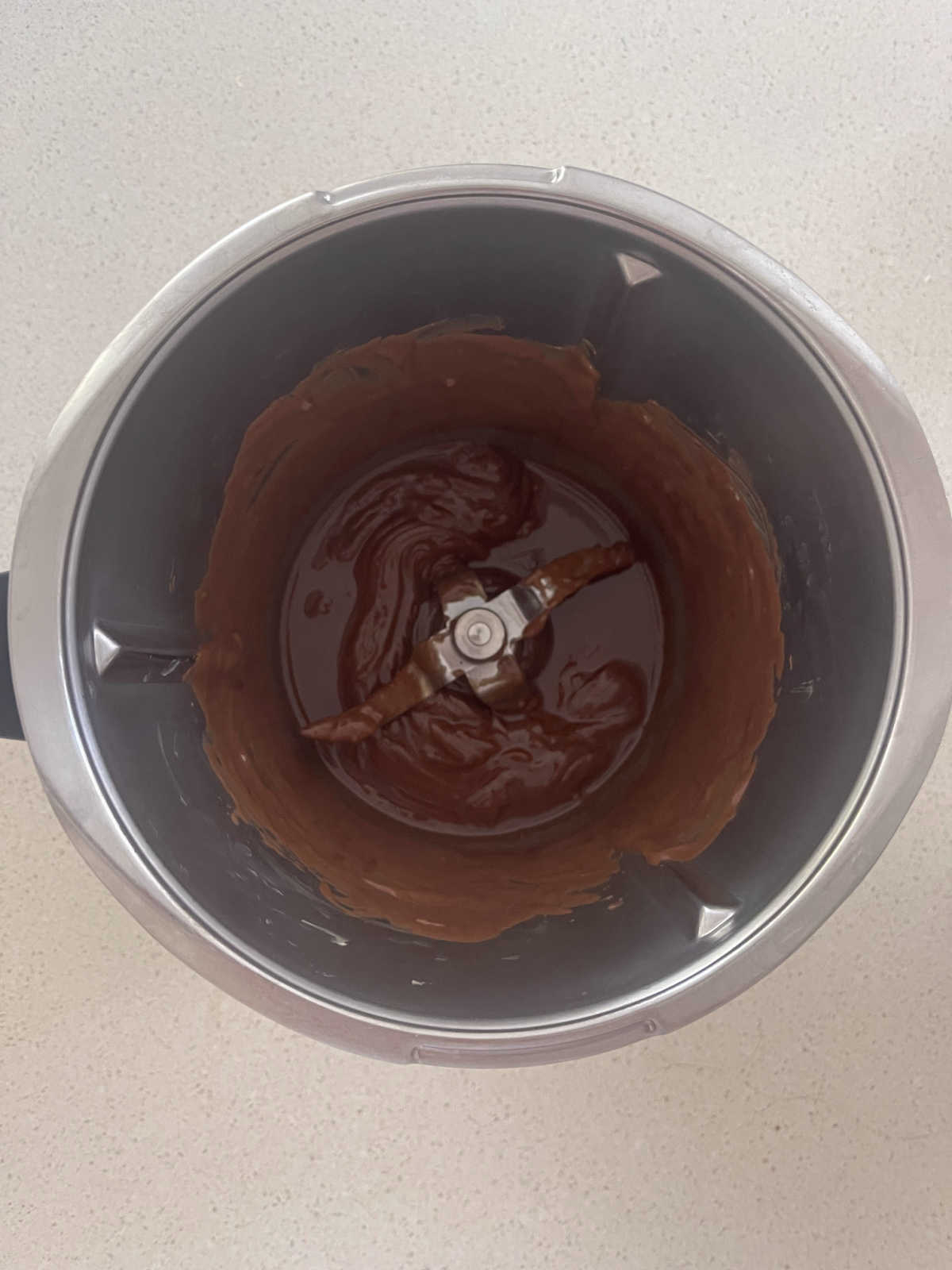 Melted Caramello Chocolate and butter in a Thermomix bowl.